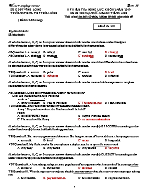 Đề kiểm tra năng lực môn Tiếng Anh Lớp 12 năm 2019 - Mã đề 401 - Trường THCS và THPT Hòa Bình (Kèm đáp án)