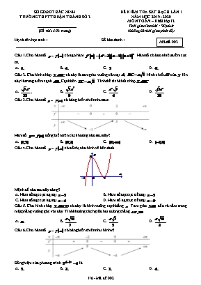 Đề kiểm tra sát hạch lần 1 môn Toán Lớp 12 - Mã đề 002 - Năm học 2019-2020 - Trường THPT Thuận Thành số 2