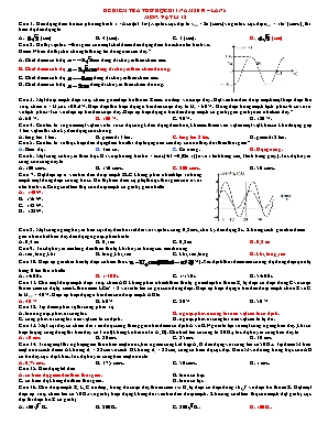 Đề kiểm tra thử học kỳ I môn Vật lý Lớp 12 năm 2019 lần 5 (Kèm đáp án)