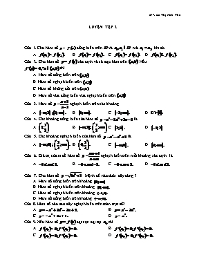 Đề luyện tập môn Toán Lớp 12 - Lê Thị Anh Thư