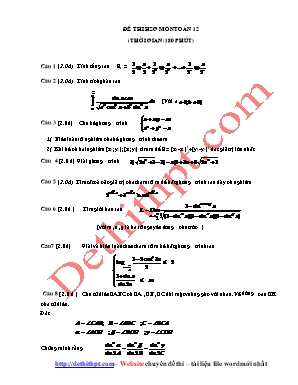 Đề luyện thi học sinh giỏi môn Toán Lớp 12 (Có đáp án)