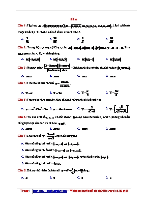 Đề luyện thi THPT Quốc gia môn Toán - Đề số 6 (Có đáp án)