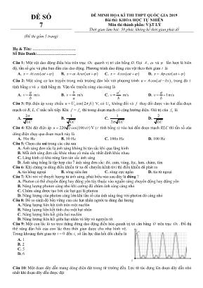 Đề minh họa kỳ thi THPT Quốc gia môn Vật lý năm 2019 - Đề số 7 (Có đáp án)