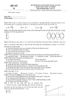 Đề minh họa kỳ thi THPT Quốc gia môn Vật lý năm 2019 - Đề số 8 (Có đáp án)