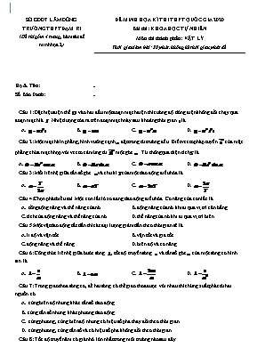 Đề minh họa kỳ thi THPT Quốc gia môn Vật lý năm 2020 - Trường THPT Đạm Ri