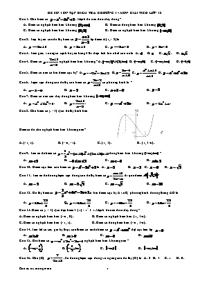 Đề ôn tập kiểm tra Chương I môn Giải tích Lớp 12 - Đề số 1