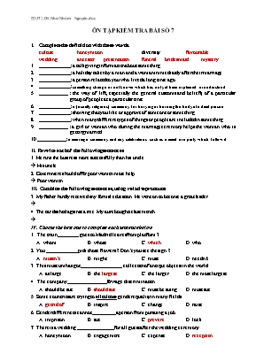 Đề ôn tập kiểm tra môn Tiếng Anh Lớp 10 - Bài số 7
