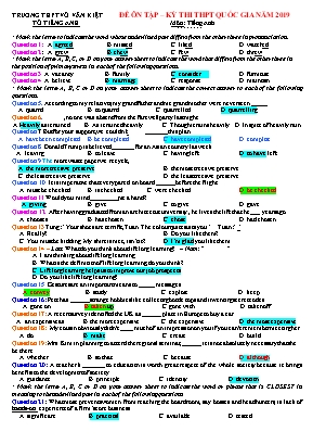 Đề ôn tập kỳ thi THPT Quốc gia môn Tiếng Anh năm 2019 - Trường THPT Võ Văn Kiệt (Kèm đáp án)