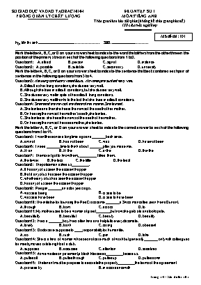 Đề ôn tập số 1 môn Tiếng Anh Lớp 12 - Mã đề 101 - Sở giáo dục và đào tạo Bắc Ninh