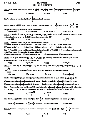 Đề ôn thi học kỳ II môn Toán Lớp 12 - Đề số 1 - Đinh Văn Trí (Có đáp án)