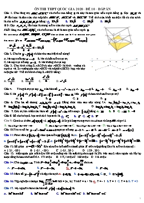 Đề ôn thi THPT Quốc gia môn Toán - Đề số 10 (Có đáp án)