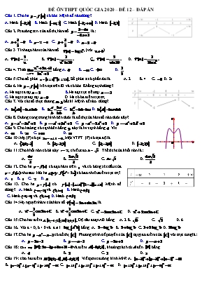 Đề ôn thi THPT Quốc gia môn Toán - Đề số 12 (Có đáp án)