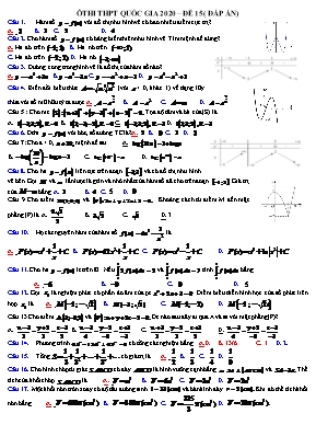 Đề ôn thi THPT Quốc gia môn Toán - Đề số 15 (Có đáp án)