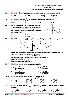 Đề ôn thi THPT Quốc gia môn Toán năm 2019 - Mã đề 006 (Có đáp án)