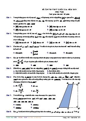 Đề ôn thi THPT Quốc gia môn Toán năm 2019 - Mã đề 123 (Có đáp án)