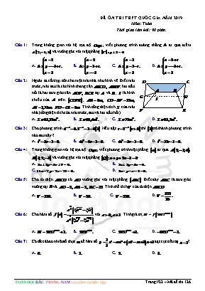 Đề ôn thi THPT Quốc gia môn Toán năm 2019 - Mã đề 126 (Có đáp án)