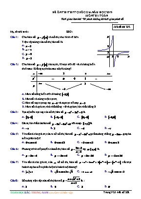 Đề ôn thi THPT Quốc gia môn Toán năm 2019 - Mã đề 202 (Có đáp án)