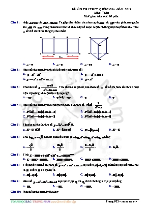 Đề ôn thi THPT Quốc gia môn Toán năm 2019 - Mã đề 357 (Có đáp án)