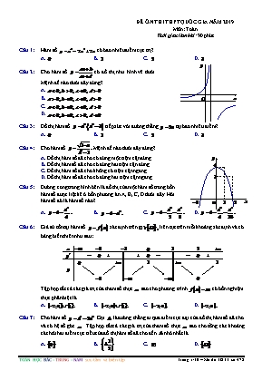 Đề ôn thi THPT Quốc gia môn Toán năm 2019 - Mã đề 478 (Có đáp án)