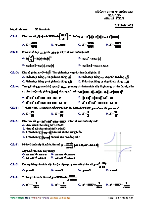 Đề ôn thi THPT Quốc gia môn Toán năm 2019 - Mã đề 485 (Có đáp án)