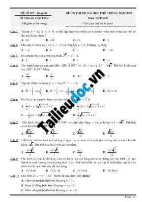 Đề ôn thi THPT Quốc gia môn Toán năm 2020 - Đề số 107 (Có đáp án)