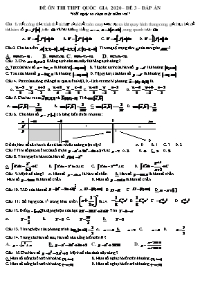 Đề ôn thi THPT Quốc gia môn Toán năm 2020 - Đề số 3 (Có đáp án)