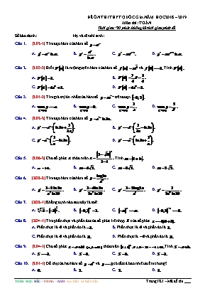 Đề ôn thi THPT Quốc gia môn Toán - Năm học 2018-2019 (Có đáp án)