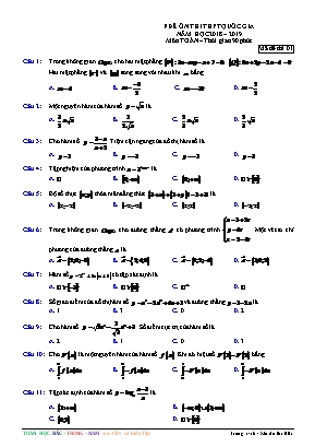 Đề ôn thi THPT Quốc gia môn Toán - Năm học 2018-2019 - Mã đề 001 (Có đáp án)