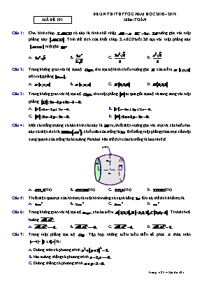 Đề ôn thi THPT Quốc gia môn Toán - Năm học 2018-2019 - Mã đề 101 (Có đáp án)