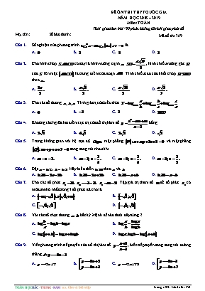 Đề ôn thi THPT Quốc gia môn Toán - Năm học 2018-2019 - Mã đề 359 (Có đáp án)