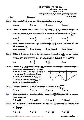 Đề ôn thi THPT Quốc gia môn Toán - Năm học 2018-2019 - Mã đề 628 (Có đáp án)