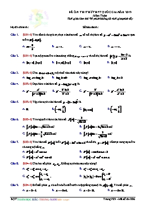 Đề ôn thi thử THPT Quốc gia môn Toán năm 2019 - Mã đề 006 (Có đáp án)