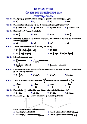 Đề ôn thi Tốt nghiệp THPT môn Toán năm 2020 - Trường THPT Ngô Gia Tự