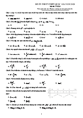 Đề ôn thi Trung học Phổ thông Quốc gia môn Toán năm 2020 (Có đáp án)