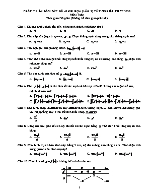 Đề phát triển bám sát đề minh họa Tốt nghiệp THPT môn Toán năm 2020 (Có đáp án)