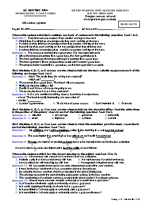 Đề tập huấn thi THPT Quốc gia môn Tiếng Anh Lớp 12 năm 2019 - Mã đề 318 - Sở giáo dục và đào tạo Bắc Ninh