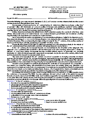 Đề tập huấn thi THPT Quốc gia môn Tiếng Anh Lớp 12 năm 2019 - Mã đề 303 - Sở giáo dục và đào tạo Bắc Ninh