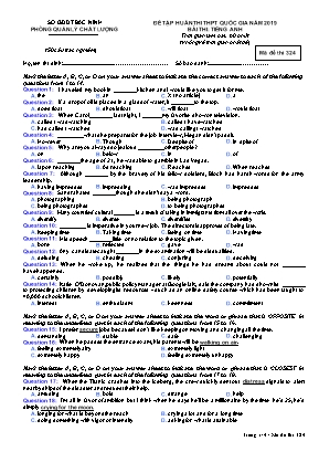 Đề tập huấn thi THPT Quốc gia môn Tiếng Anh Lớp 12 năm 2019 - Mã đề 324 - Sở giáo dục và đào tạo Bắc Ninh
