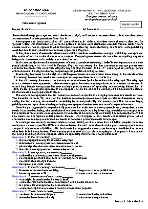 Đề tập huấn thi THPT Quốc gia môn Tiếng Anh Lớp 12 năm 2019 - Mã đề 315 - Sở giáo dục và đào tạo Bắc Ninh