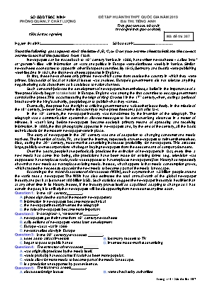 Đề tập huấn thi THPT Quốc gia môn Tiếng Anh Lớp 12 năm 2019 - Mã đề 307 - Sở giáo dục và đào tạo Bắc Ninh