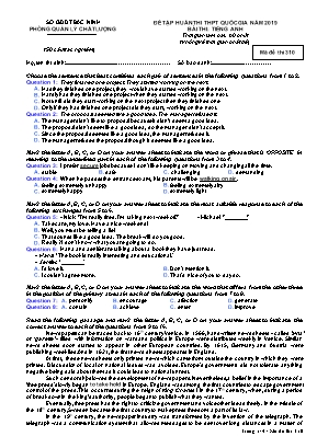 Đề tập huấn thi THPT Quốc gia môn Tiếng Anh Lớp 12 năm 2019 - Mã đề 310 - Sở giáo dục và đào tạo Bắc Ninh
