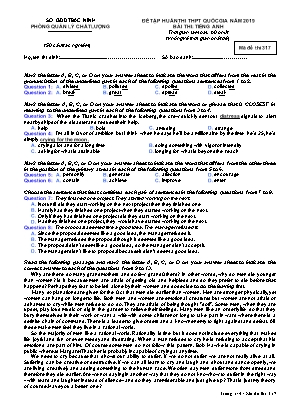 Đề tập huấn thi THPT Quốc gia môn Tiếng Anh Lớp 12 năm 2019 - Mã đề 317 - Sở giáo dục và đào tạo Bắc Ninh