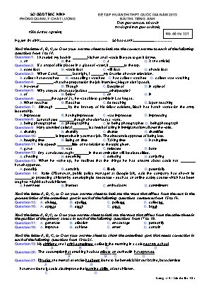 Đề tập huấn thi THPT Quốc gia môn Tiếng Anh Lớp 12 năm 2019 - Mã đề 321 - Sở giáo dục và đào tạo Bắc Ninh