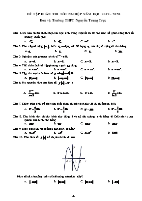 Đề tập huấn thi Tốt nghiệp THPT môn Toán - Trường THPT Nguyễn Trung Trực (Có đáp án)