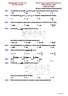 Đề tham khảo kỳ thi Trung học Phổ thông Quốc gia môn Toán - Năm học 2019-2020 - Bộ giáo dục và đào tạo (Có đáp án)