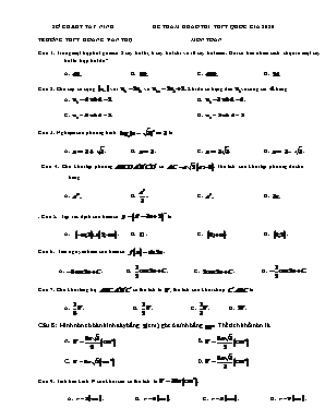 Đề tham khảo thi THPT Quốc gia môn Toán năm 2020 - Trường THPT Hoàng Văn Thụ (Có đáp án)