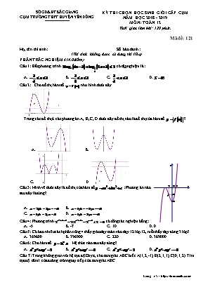 Đề thi chọn học sinh giỏi cấp cụm môn Toán Lớp 12 - Mã đề 121 - Năm học 2018-2019 - Cụm trường THPT huyện Yên Dũng