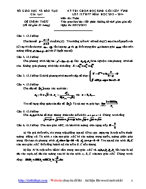Đề thi chọn học sinh giỏi cấp tỉnh môn Toán Lớp 12 - Năm học 2013-2014 - Sở giáo dục và đào tạo Gia Lai (Có đáp án)