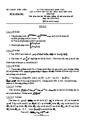 Đề thi chọn học sinh giỏi cấp tỉnh môn Toán Lớp 12 THPT cấp cơ sở - Năm học 2009-2010 - Sở giáo dục và đào tạo Điện Biên (Có đáp án)