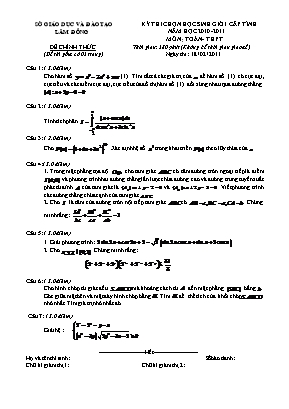 Đề thi chọn học sinh giỏi cấp tỉnh môn Toán THPT - Năm học 2010-2011 - Sở giáo dục và đào tạo Lâm Đồng (Có đáp án)